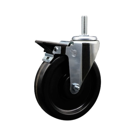 Service Caster 6 Inch Phenolic Wheel Swivel 34 Inch Threaded Stem Caster with Brake SCC SCC-TS20S615-PHS-PLB-34212